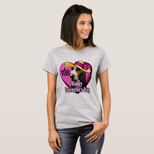 Basset Hound Hund Valentinstag T - Shirt (Vorne ganz)