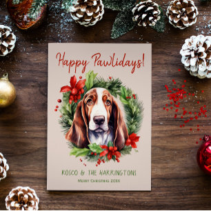 Basset Hound Hund Weihnachten Happy Pawlidays