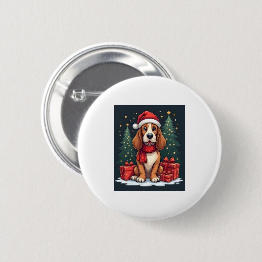 Basset Hound Hund Weihnachten Party Santa Dog Love Button (Vorne & Hinten)