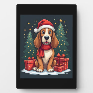 Basset Hound Hund Weihnachten Party Santa Dog Love Fotoplatte
