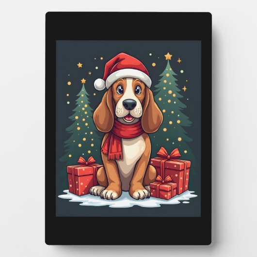 Basset Hound Hund Weihnachten Party Santa Dog Love Fotoplatte (Vorderseite)