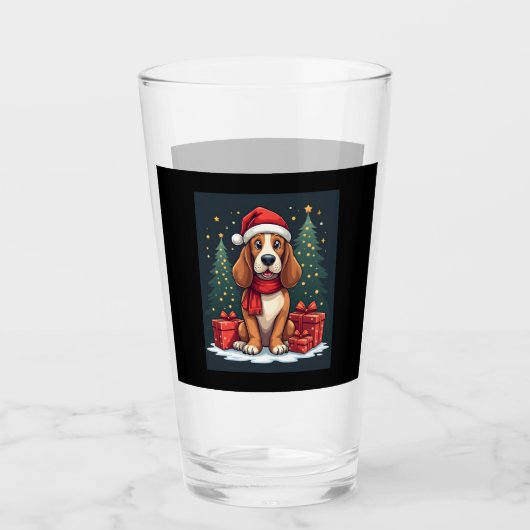 Basset Hound Hund Weihnachten Party Santa Dog Love Glas (Vorderseite)