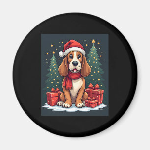 Basset Hound Hund Weihnachten Party Santa Dog Love Magnet