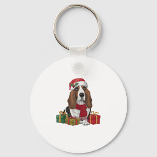 Basset Hound Hund Weihnachten Party Santa Dog Love Schlüsselanhänger