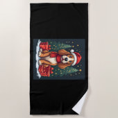 Basset Hound Hund Weihnachten Party Santa Dog Love Strandtuch (Vorderseite)
