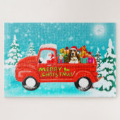 Basset Hound Hund Weihnachten Weihnachtsliefer Puzzle (Horizontal)