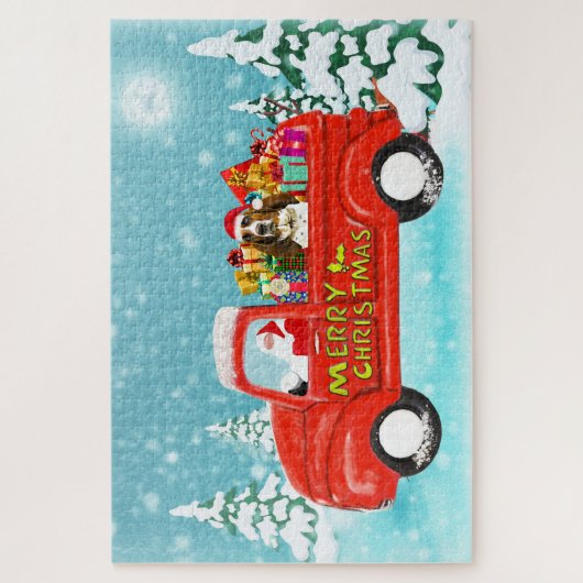 Basset Hound Hund Weihnachten Weihnachtsliefer Puzzle (Vertikal)