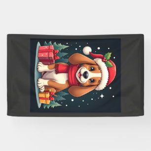 Basset Hound Hund Weihnachts-Outfits Santa Hut Hun Banner