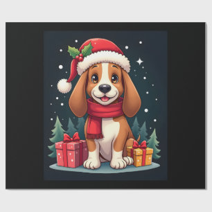 Basset Hound Hund Weihnachts-Outfits Santa Hut Hun Geschenkpapier
