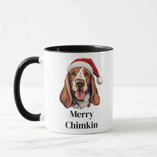 Basset Hound Hund Weihnachtsmannmütze Weihnachten Tasse (Links)