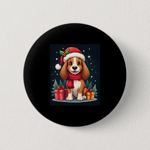 Basset Hound Hund WeihnachtsOutfits Weihnachtsmann Button