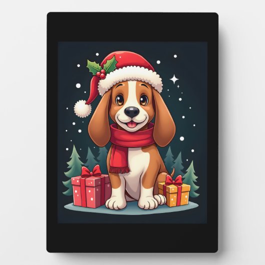 Basset Hound Hund WeihnachtsOutfits Weihnachtsmann Fotoplatte (Vorderseite)