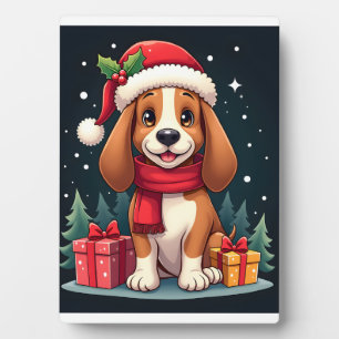 Basset Hound Hund WeihnachtsOutfits Weihnachtsmann Fotoplatte