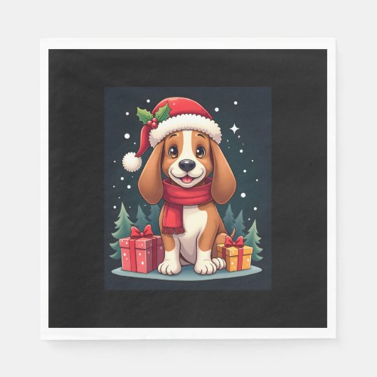 Basset Hound Hund WeihnachtsOutfits Weihnachtsmann Serviette (Vorderseite)