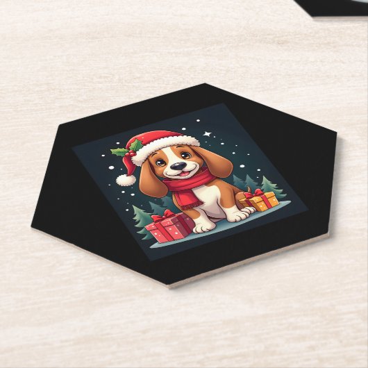 Basset Hound Hund WeihnachtsOutfits Weihnachtsmann Untersetzer (angewinkelt)