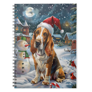 Basset Hound Hund Winter Wonderland Weihnachtsfreu Notizblock