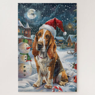 Basset Hound Hund Winter Wonderland Weihnachtsfreu Puzzle