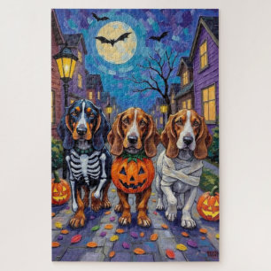 Basset Hound Hunde beim Trick-or-Treat an Hallowee Puzzle