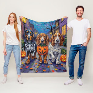 Basset Hound Hunde beim Trick-or-Treaten an Hallow Fleecedecke