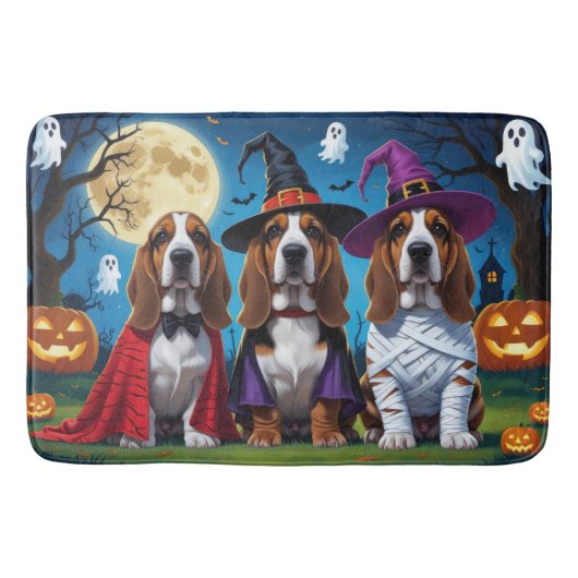 Basset Hound Hunde Pumpkin Halloween Funny Badematte (Vorderseite)