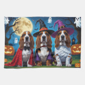 Basset Hound Hunde Pumpkin Halloween Funny Geschirrtuch (Horizontal)