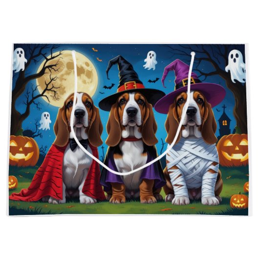 Basset Hound Hunde Pumpkin Halloween Funny Große Geschenktüte (Vorderseite)