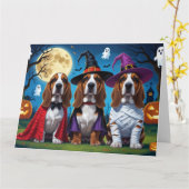 Basset Hound Hunde Pumpkin Halloween Funny Karte (Gelbe Blume)