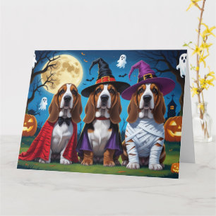 Basset Hound Hunde Pumpkin Halloween Funny Karte