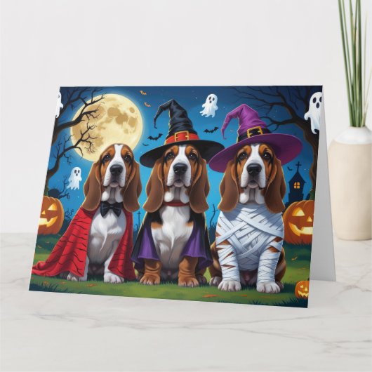 Basset Hound Hunde Pumpkin Halloween Funny Karte (Vorderseite)