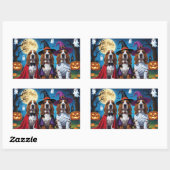 Basset Hound Hunde Pumpkin Halloween Funny Rechteckiger Aufkleber (Blatt)