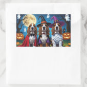 Basset Hound Hunde Pumpkin Halloween Funny Rechteckiger Aufkleber (Tasche)