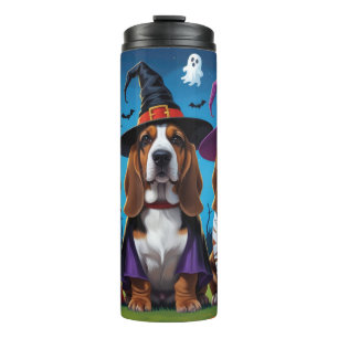 Basset Hound Hunde Pumpkin Halloween Funny Thermosbecher