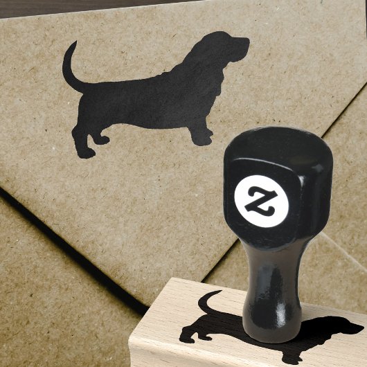 Basset Hound Hunde Silhouette Gummi Briefmarke Gummistempel