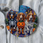 Basset Hound Hunde Trick-or-Treating zu Halloween Button (Beispiel)
