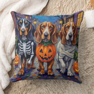 Basset Hound Hunde Trick-or-Treating zu Halloween Kissen