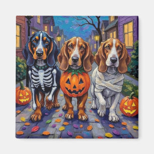 Basset Hound Hunde Trick-or-Treating zu Halloween Magnet