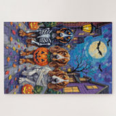 Basset Hound Hunde Trick-or-Treating zu Halloween Puzzle (Horizontal)
