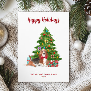 Basset Hound-Hundefamilien-Weihnachten Feiertagskarte