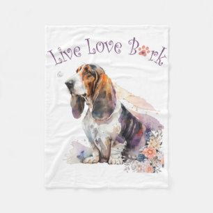 Basset Hound Hundefrau Blumen Fleecedecke