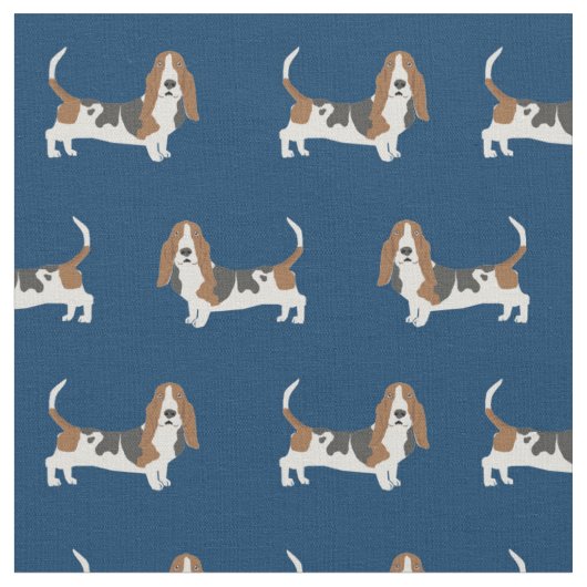 Basset Hound Hundeschwache blau Stoff (Nahaufnahme)