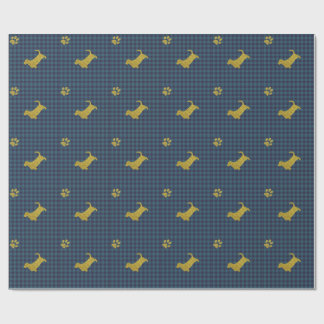 Basset Hound-Hundetatzen-blaues Geschenkpapier