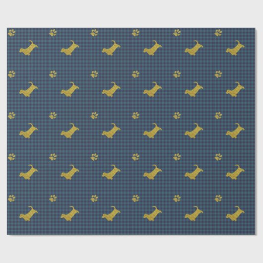 Basset Hound-Hundetatzen-blaues Geschenkpapier (Flach)