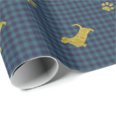 Basset Hound-Hundetatzen-blaues Geschenkpapier (Rolleneckpunkt)