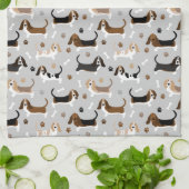 Basset Hound Hundknochen und Paare Geschirrtuch (Gefaltet)