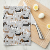 Basset Hound Hundknochen und Paare Geschirrtuch (Viertel Falte)