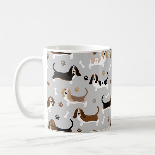 Basset Hound Hundknochen und Paare Kaffeetasse (Links)