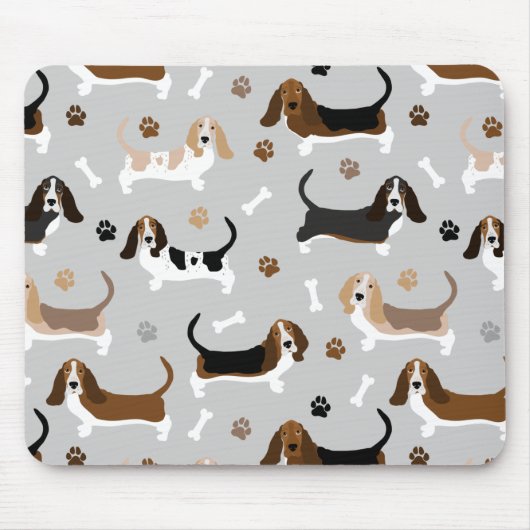 Basset Hound Hundknochen und Paare Mousepad (Vorne)