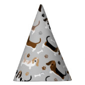 Basset Hound Hundknochen und Paare Partyhütchen (Rechts)