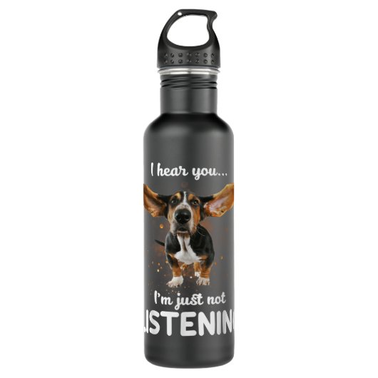 Basset Hound ich höre, dass du nicht hörst Edelstahlflasche (Vorderseite)