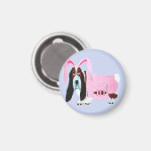 Basset Hound im Hasenkostüm Magnet (Vorderseite/Rückseite)